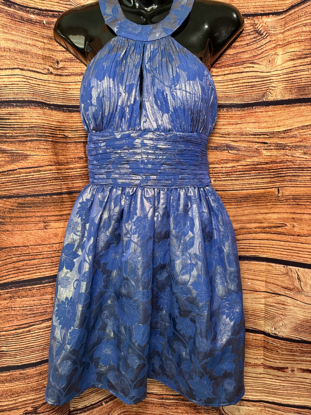 Karlie Royal Blue Shimmer Jacquard Dress